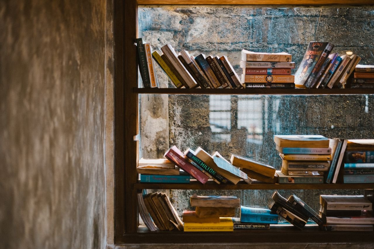 Mastering the First Impression: Your intriguing post title goes here A rustic library with an array of books on wooden shelves by the window, offering a cozy atmosphere.